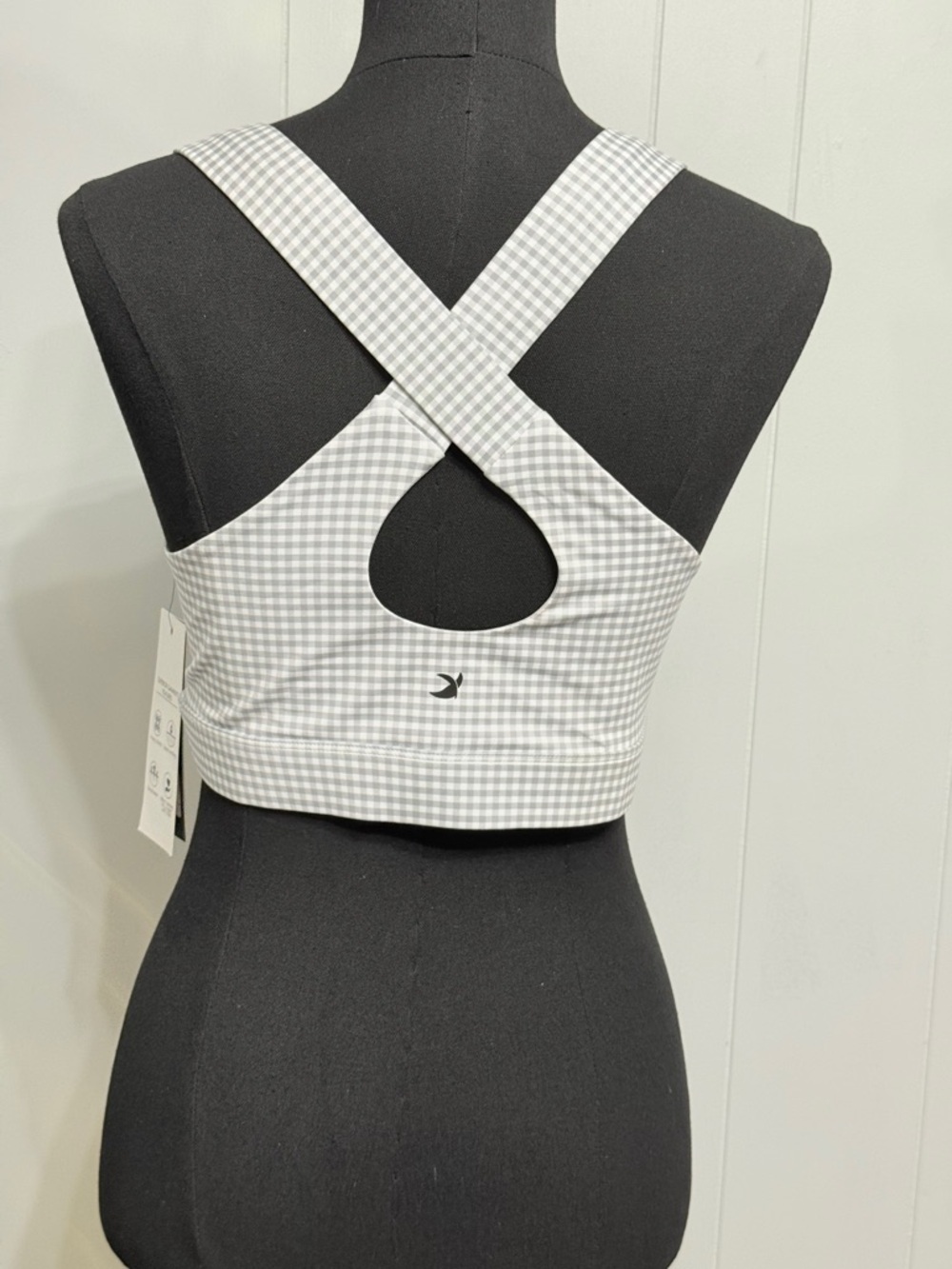 #16) NWT Glyder Gingham Square Neck Cropped Tank - White & Gray